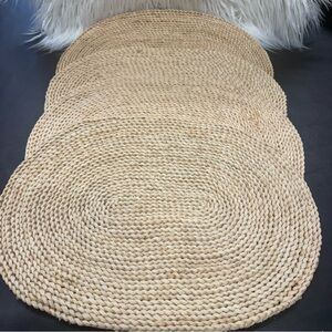Set 4 Natural Fiber Woven Braided Oval Placemats Boho Beach Coastal Farmhouse